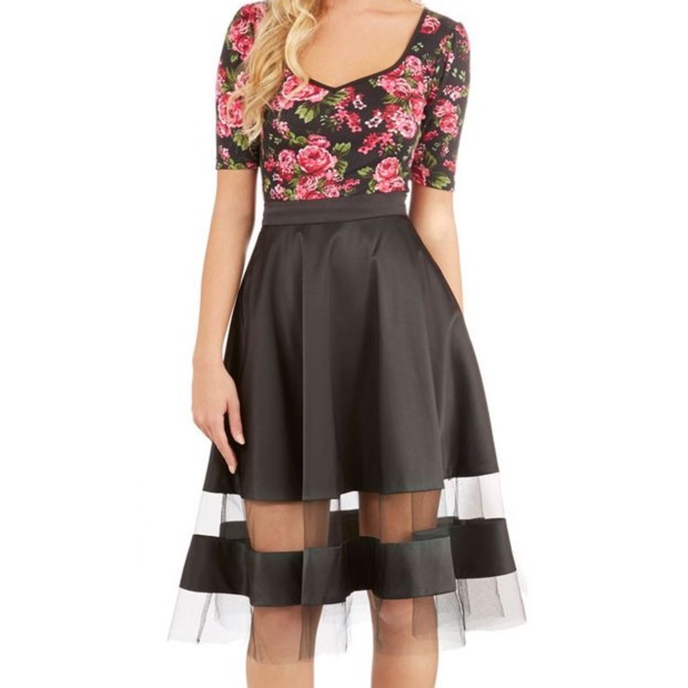 Moon Collection Black Satin Skirt w/Tulle